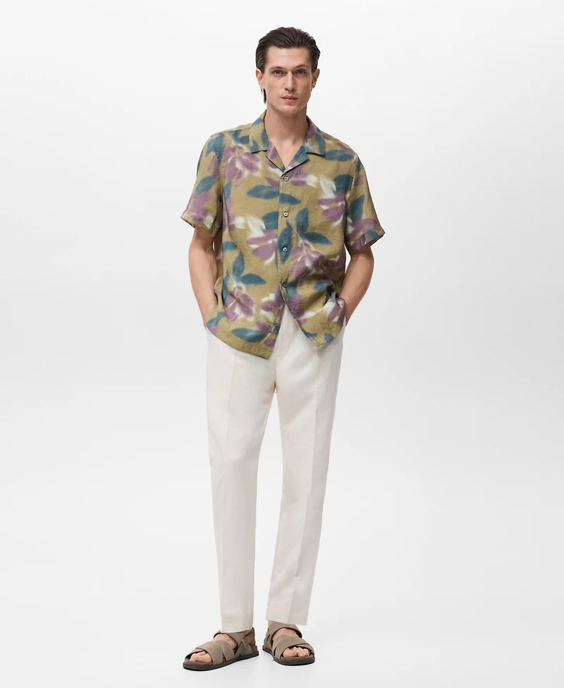 Mango Men's Printed Short-Sleeved Shirt