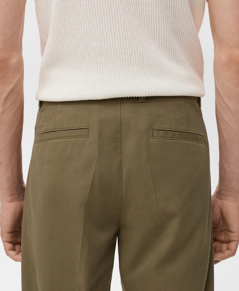 Mango Men's Cotton-Blend Straight-Leg Pleated Pants