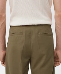 Mango Men's Cotton-Blend Straight-Leg Pleated Pants