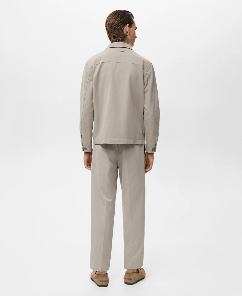 Mango Men's Cotton-Blend Straight-Leg Pleated Pants