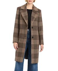 Vince Camuto Women's Single-Breasted Wool-Blend Boyfriend Plaid Coat