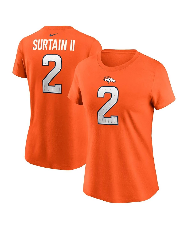Nike Women's Patrick Surtain Ii Orange Denver Broncos Player Name Number T-Shirt
