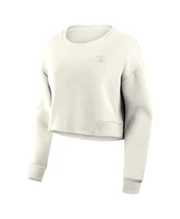 Fanatics Women's Cream San Francisco 49ers Studio Tri-Blend Cropped Pullover Sweatshirt