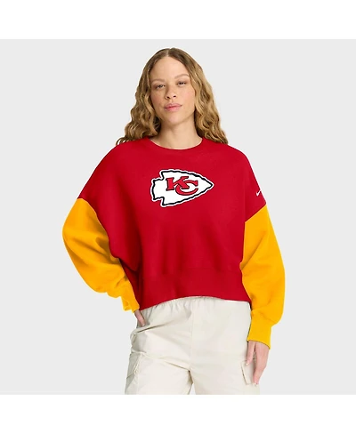 Nike Women's Red Kansas City Chiefs Oversized Color Block Pullover Sweatshirt