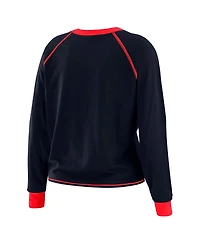Wear by Erin Andrews Women's Navy/Red Houston Texans Tie-Front Long Sleeve Top