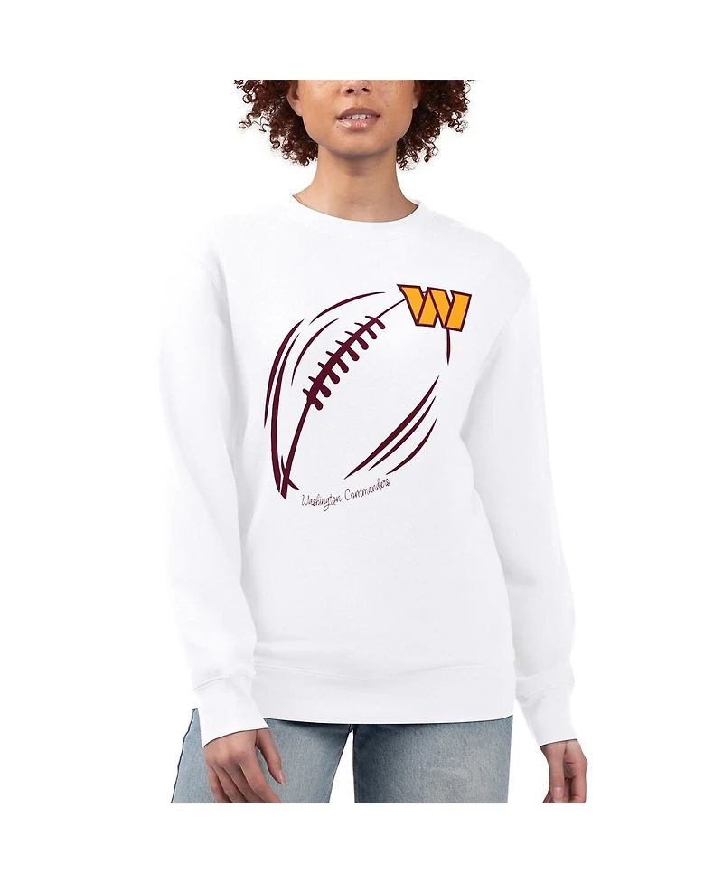 G-iii 4Her by Carl Banks Women's White Washington Commanders Football Logo Graphic Fleece Tri-Blend Pullover Sweatshirt