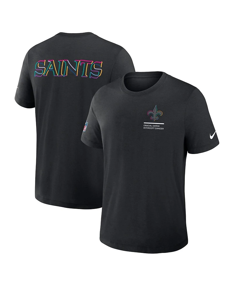 Nike Men's Black New Orleans Saints 2025 Nfl Crucial Catch Tri-Blend Dri-fit T-Shirt