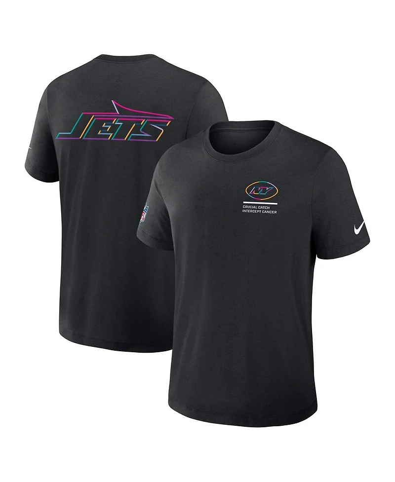 Nike Men's Black New York Jets 2025 Nfl Crucial Catch Tri-Blend Dri-fit T-Shirt