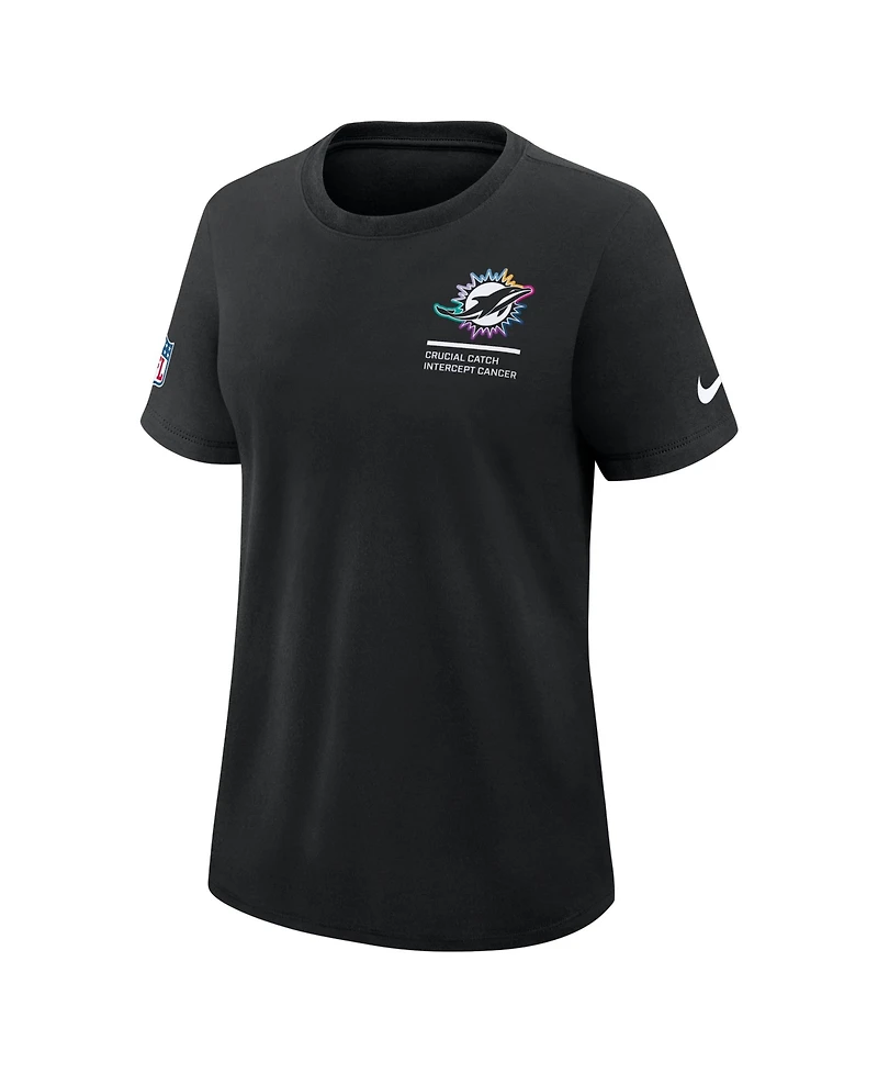 Nike Women's Black Miami Dolphins 2025 Nfl Crucial Catch Tri-Blend Dri-fit T-Shirt