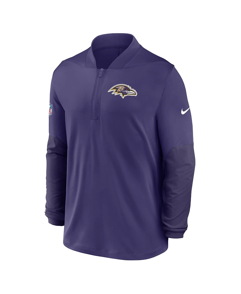 Nike Men's Purple Baltimore Ravens Sideline Dri-fit Half-Zip Pullover Sweatshirt
