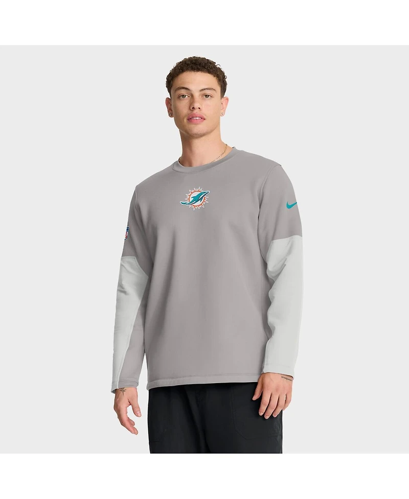 Nike Men's Gray Miami Dolphins Sideline Scripted to Win Performance Long Sleeve T-Shirt