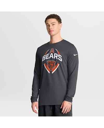 Nike Men's Anthracite Chicago Bears Primetime Legend Icon Performance Long Sleeve T-Shirt