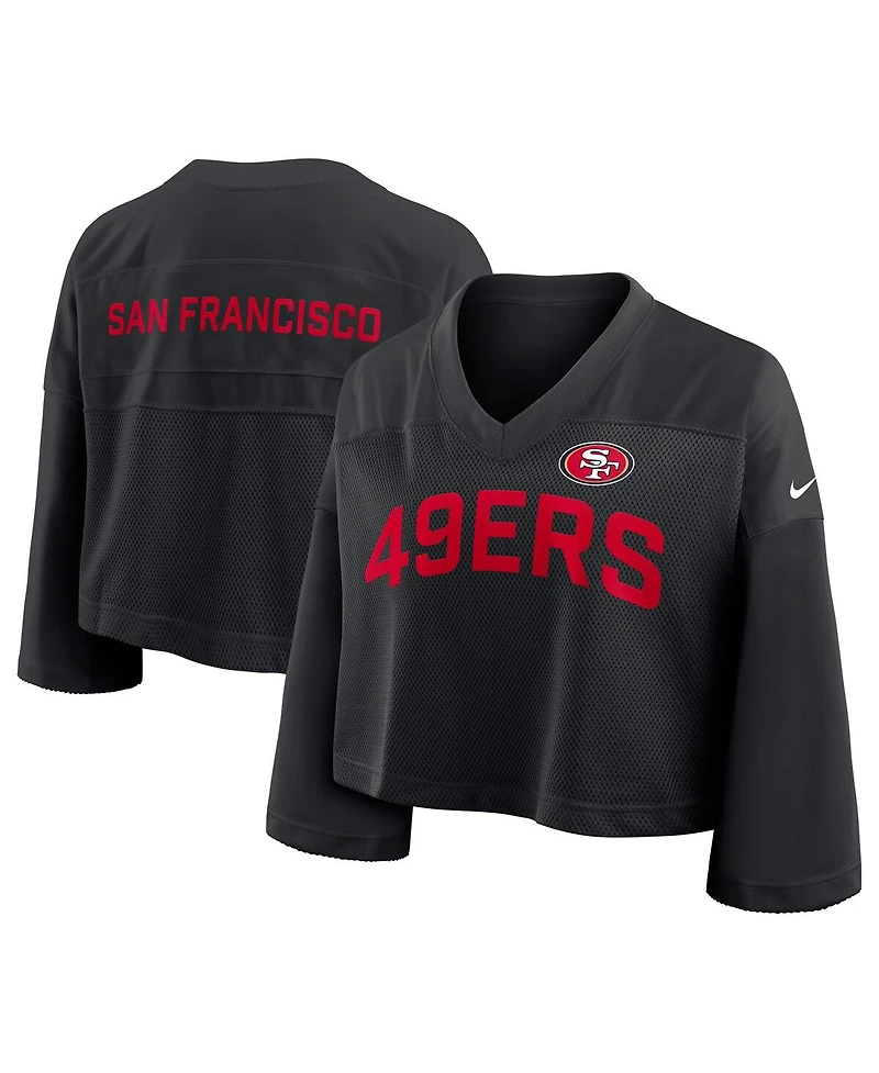 Nike Women's Black San Francisco 49ers Primetime Cropped Mesh Fashion Jersey