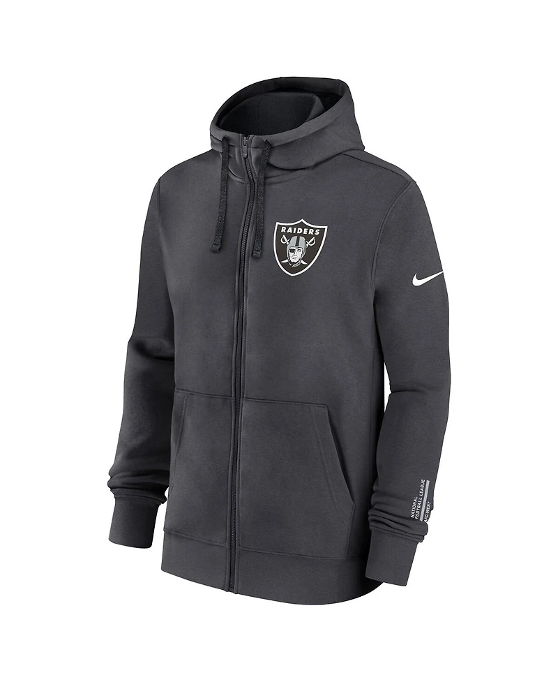 Nike Men's Anthracite Las Vegas Raiders Primetime Club Full-Zip Hoodie