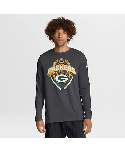 Nike Men's Anthracite Green Bay Packers Primetime Legend Icon Performance Long Sleeve T-Shirt