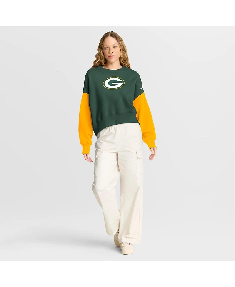 Nike Women's Green Bay Packers Oversized Color Block Pullover Sweatshirt