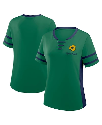 Fanatics Women's Green/Navy Notre Dame Fighting Irish Be Fearless Athena Lace-Up T-Shirt