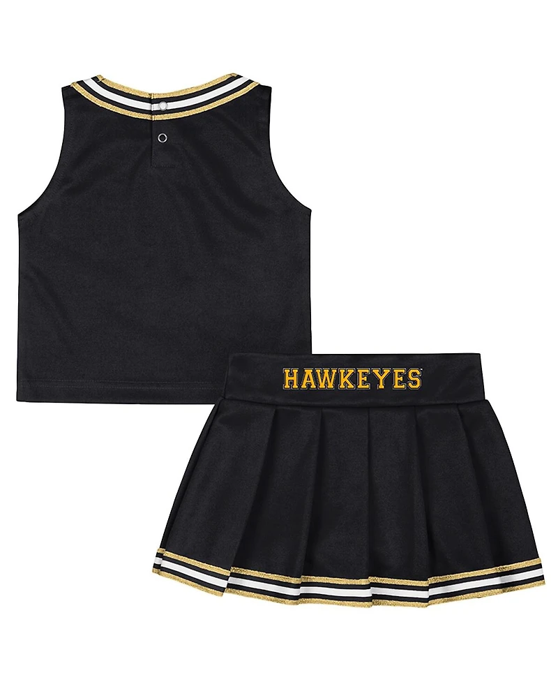 Colosseum Girls Toddler 2-Piece Black Iowa Hawkeyes Lollipop Park Cheer Set