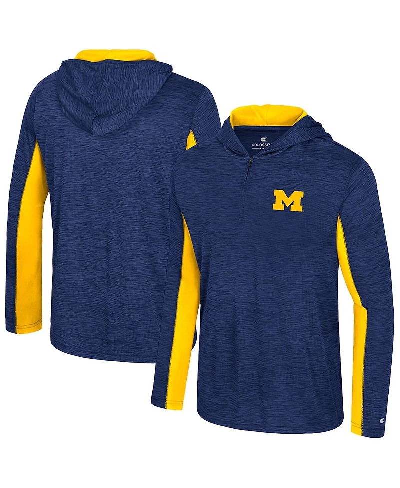 Colosseum Men's Navy Michigan Wolverines Always Sunny Quarter-Zip Hoodie