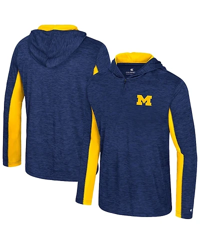 Colosseum Men's Navy Michigan Wolverines Always Sunny Quarter-Zip Hoodie