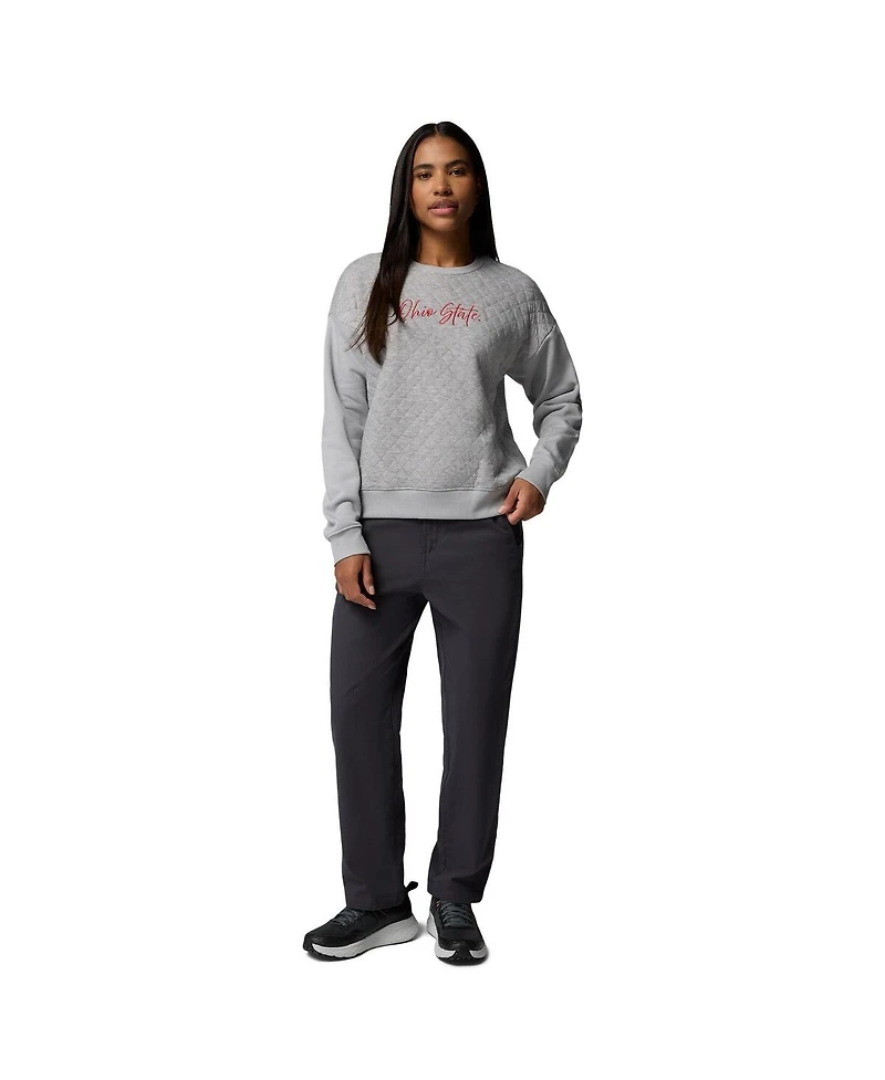 Columbia Women's Gray Ohio State Buckeyes Collegiate Hart Mountain Quilted Sweatshirt