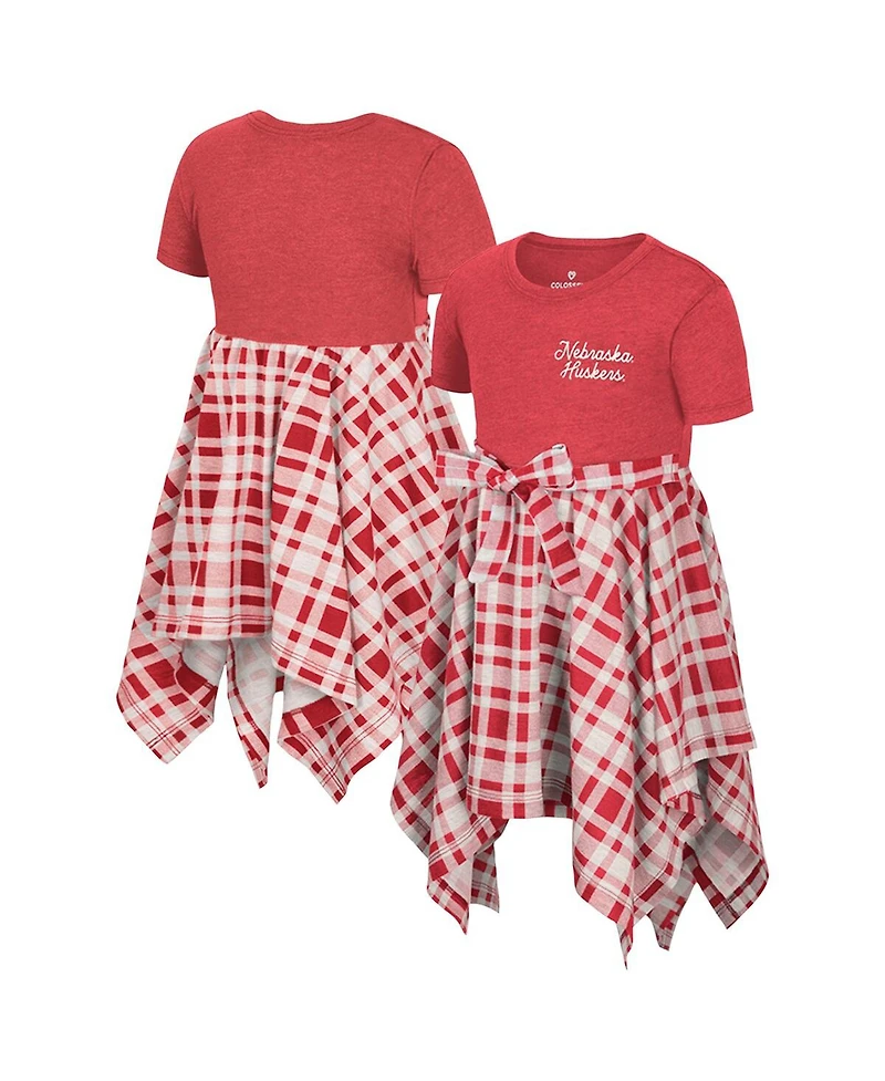 Colosseum Girls Toddler Scarlet Nebraska Huskers Marceline Plaid Dress