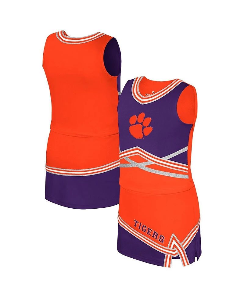 Colosseum Big Girls 2-Piece Orange Clemson Tigers Lollipop Park Cheer Set