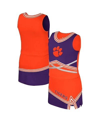 Colosseum Big Girls 2-Piece Orange Clemson Tigers Lollipop Park Cheer Set