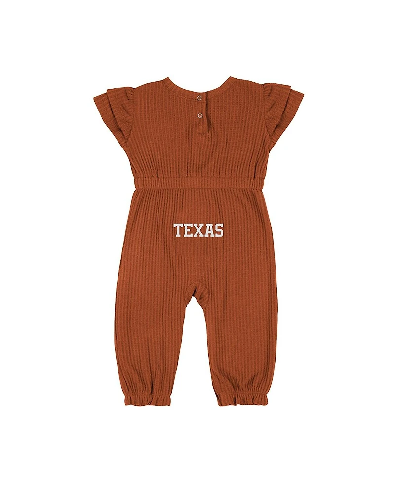 Colosseum Baby Boys and Girls Texas Orange Longhorns Beautopia Waffle Knit Romper