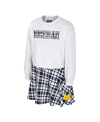 Colosseum Big Girls 2-Piece Gray Michigan Wolverines Marceline Plaid Skirt and Top Set