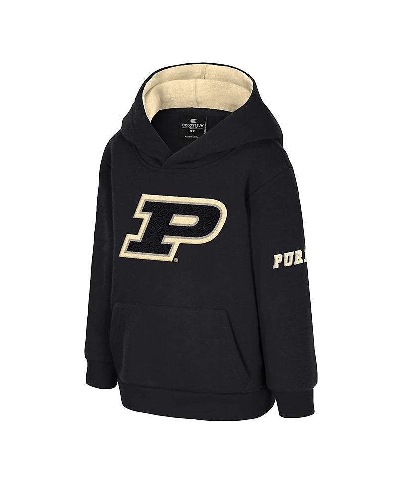 Colosseum Toddler Black Purdue Boilermakers Big Logo Volume Fleece Pullover Hoodie
