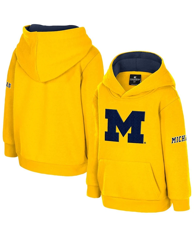 Colosseum Toddler Maize Michigan Wolverines Big Logo Volume Fleece Pullover Hoodie