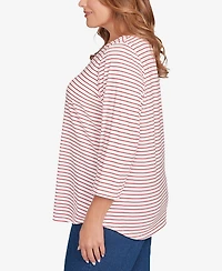 Ruby Rd. Plus Christmas Truck Striped Knit Top