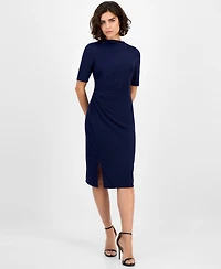 Anne Klein Women's Cowl-Neck Side-Ruched Dress
