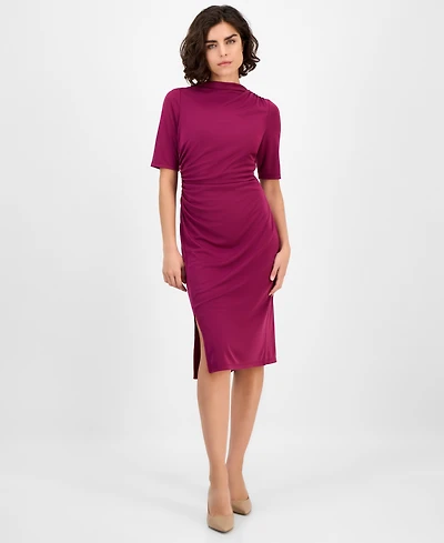 Anne Klein Women's Cowl-Neck Side-Ruched Dress