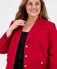 Kasper Plus Stretch Crepe Three-Button Blazer