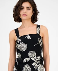 Anne Klein Women's Square-Neck Tiered Foil Midi Dress