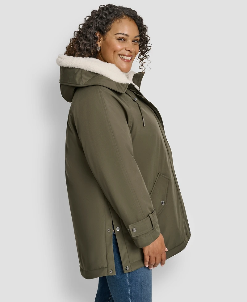 Dkny Plus Hooded Coat