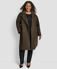 Dkny Plus Belted Notch Collar Coat