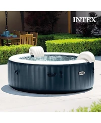 Intex PureSpa Plus 6 Person Inflatable Round Hot Tub Set with 170 AirJets, Blue