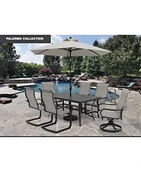 Four Seasons Courtyard Palermo Slat Top Table with Frame and Umbrella Hole, Gray