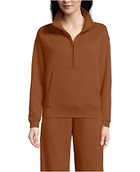 Lands' End Women's Relaxed Serious Sweats Long Sleeve 1/2 Zip Sweatshirt