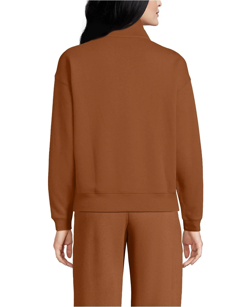 Lands' End Women's Relaxed Serious Sweats Long Sleeve 1/2 Zip Sweatshirt