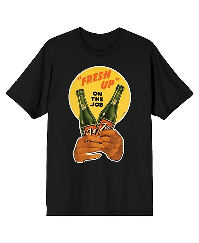 7UP Men's Fresh Up On The Job 2 Green Bottles Black Short Sleeve Adult T-Shirt-3XL