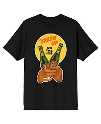 7UP Men's Fresh Up On The Job 2 Green Bottles Black Short Sleeve Adult T-Shirt-3XL