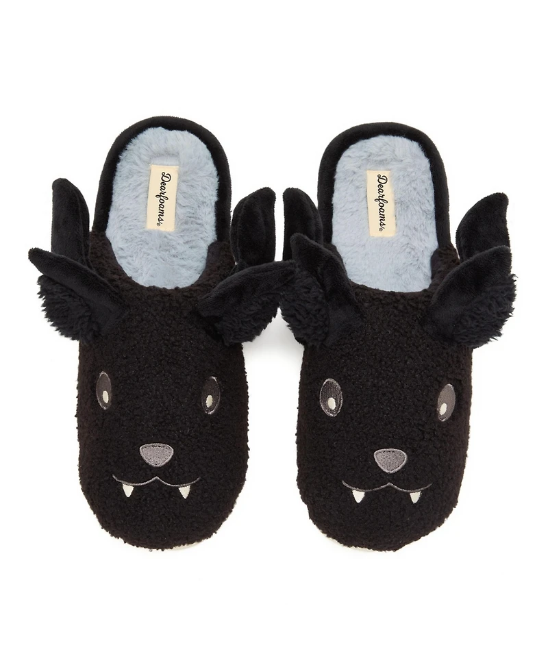 Dearfoams Unisex Adult Halloween Bat Scuff Slipper