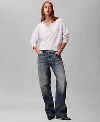 Calvin Klein Jeans Women's Long Sleeve Henley T-Shirt