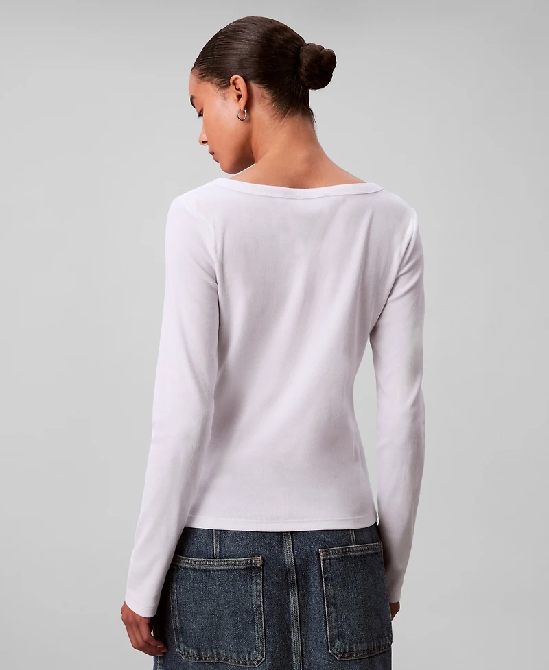 Calvin Klein Jeans Women's Long Sleeve Ribbed Knit T-Shirt