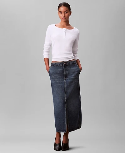 Calvin Klein Jeans Women's Denim Maxi Carpenter Skirt