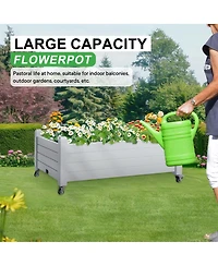 Chic Crate - Amitiel Outdoor Raised Garden Bed Planter Box With Wheels